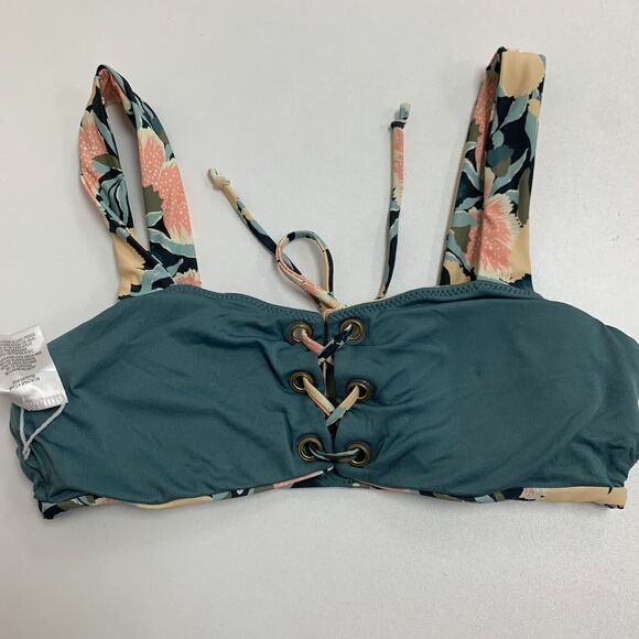 O'Neill Criss Cross Straps Bikini Top Womens S Small Waterfall Floral Front Tie - Picture 8 of 14
